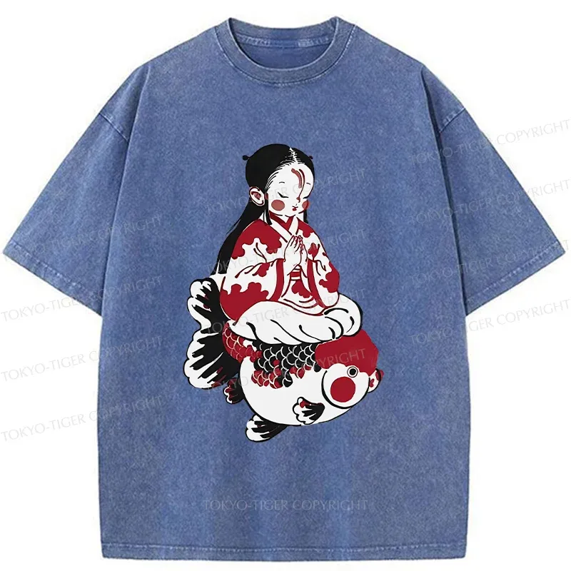 Tokyo-Tiger Retro Japanese Children Washed T-Shirt