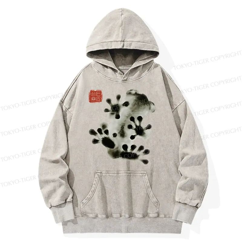 Tokyo-Tiger Ink Painting Frog Washed Hoodie