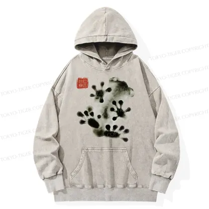 Tokyo-Tiger Ink Painting Frog Washed Hoodie
