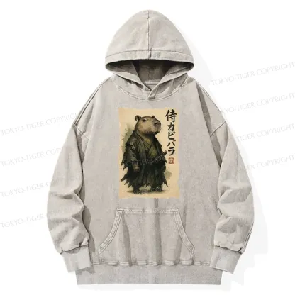 Tokyo-Tiger Capybara Samurai Washed Hoodie