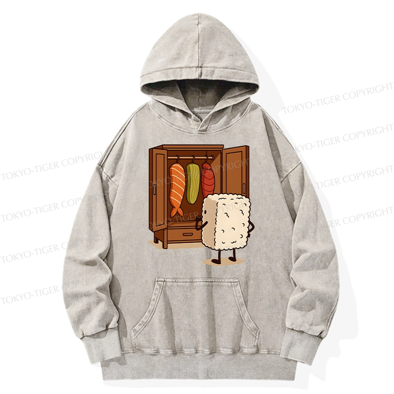 Tokyo-Tiger Sushi Pick Out Clothes Washed Hoodie