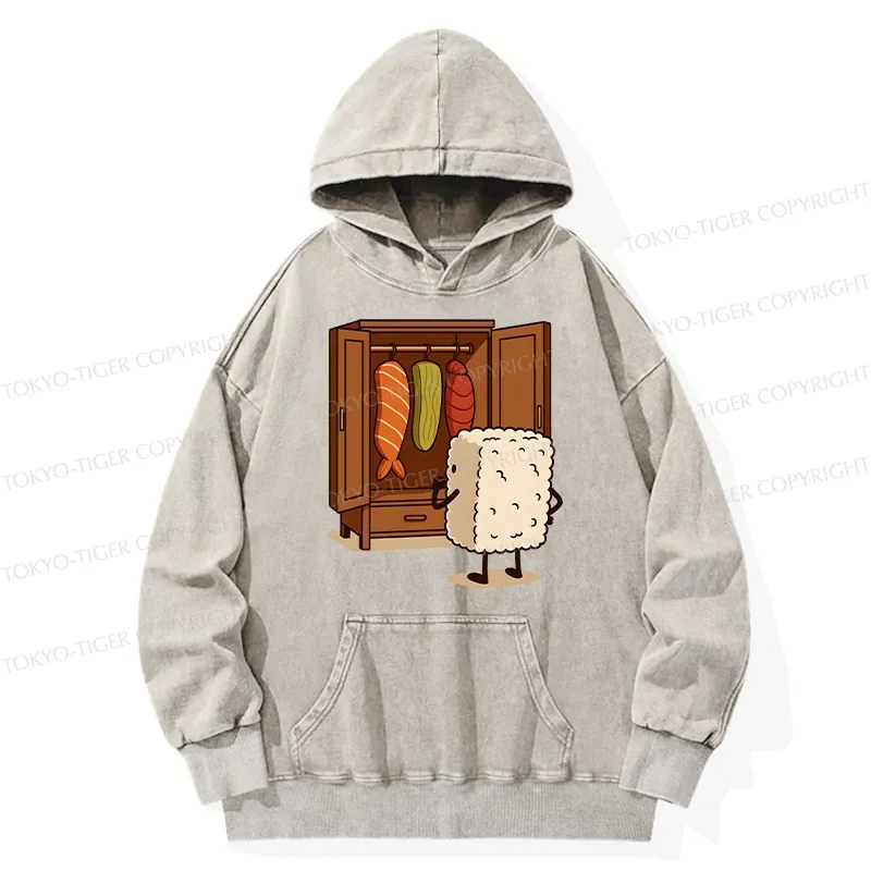 Tokyo-Tiger Sushi Pick Out Clothes Washed Hoodie