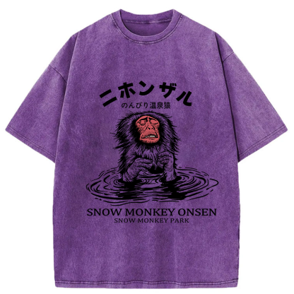 Tokyo-Tiger Relaxed Hot Spring Monkey Washed T-Shirt