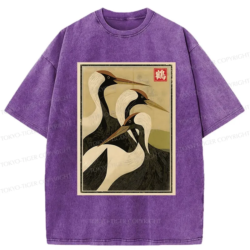 Tokyo-Tiger Japanese Crane Vintage Washed T-Shirt