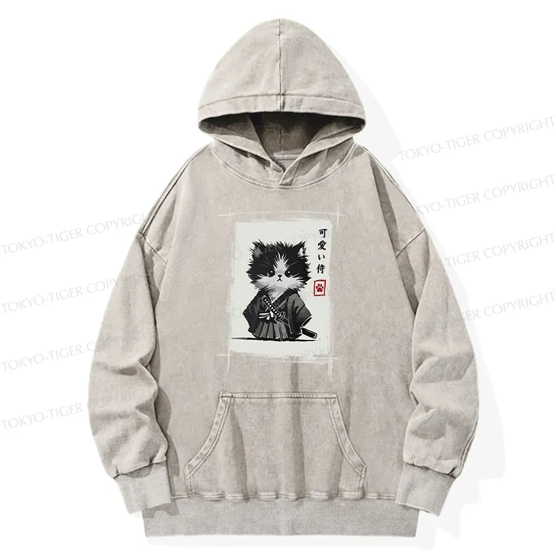 Tokyo-Tiger Kitten Samurai Washed Hoodie