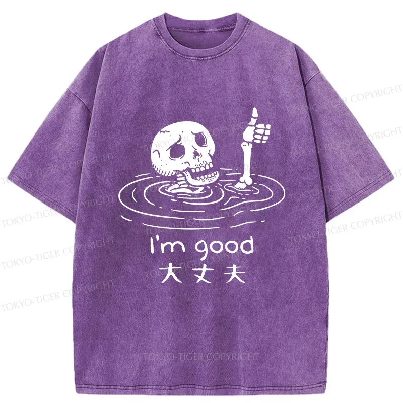 Tokyo-Tiger Drowned Skeleton Washed T-Shirt