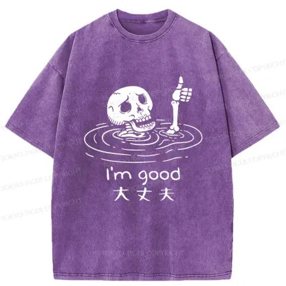 Tokyo-Tiger Drowned Skeleton Washed T-Shirt