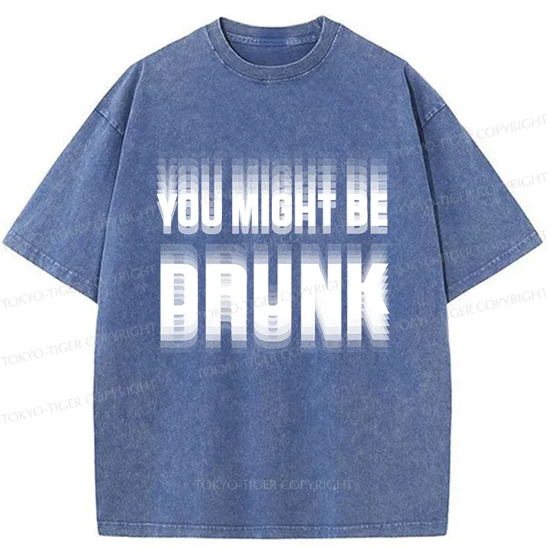 Tokyo-Tiger Drunk Text Washed T-Shirt