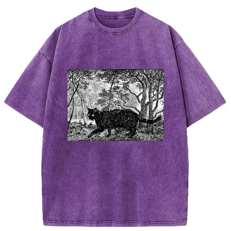 Tokyo-Tiger Cat Walking In The Woods Washed T-Shirt