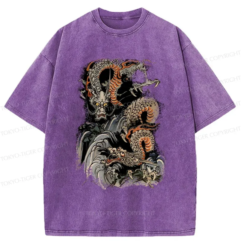 Tokyo-Tiger Japanese Ancient Dragon Washed T-Shirt