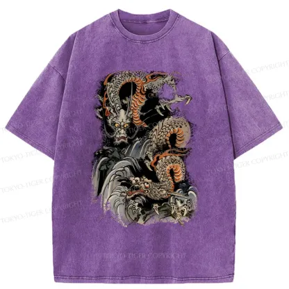 Tokyo-Tiger Japanese Ancient Dragon Washed T-Shirt