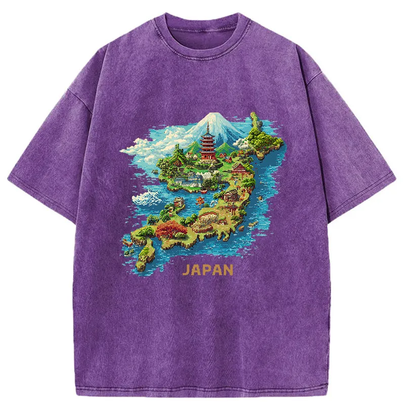 Tokyo-Tiger Funny Japanese Map Washed T-Shirt