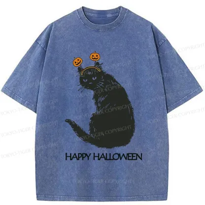 Tokyo-Tiger Halloween Cat Washed T-Shirt