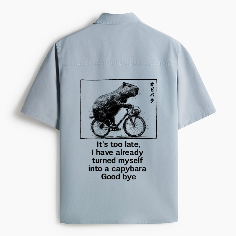 Tokyo-Tiger Funny Capybara Riding A Bicycle Work Shirt