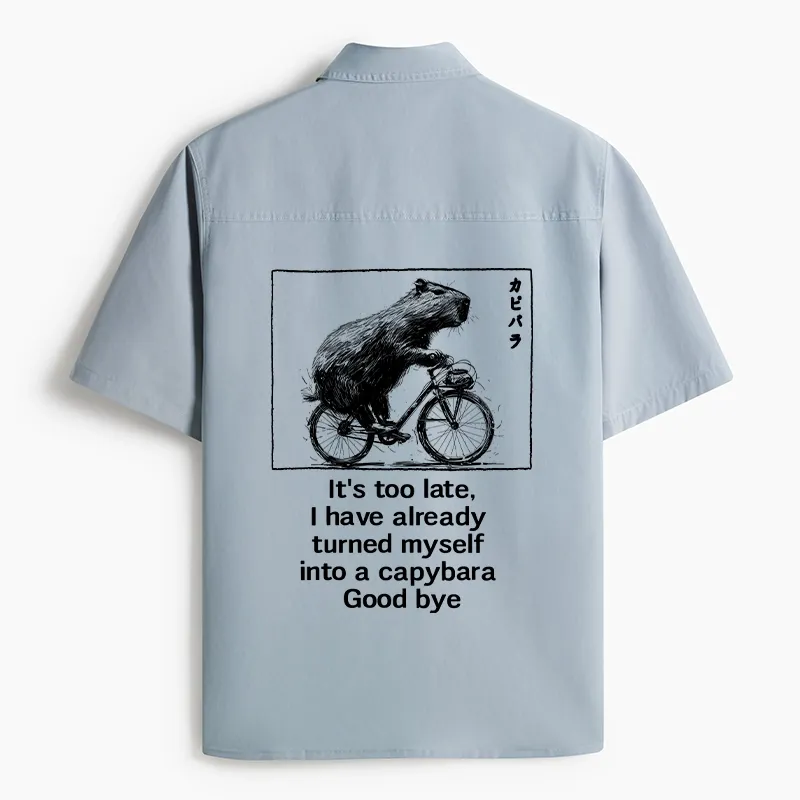Tokyo-Tiger Funny Capybara Riding A Bicycle Work Shirt