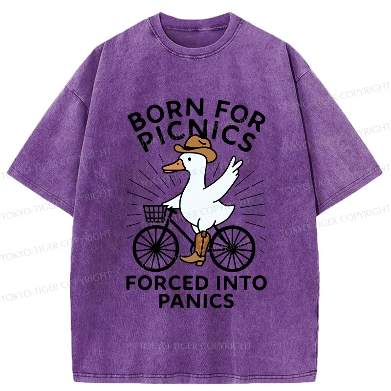 Tokyo-Tiger Born For Picnics Funny Washed T-Shirt