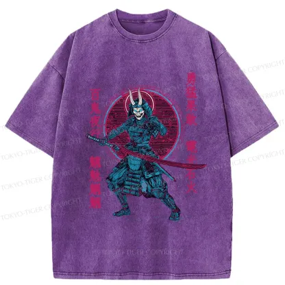 Tokyo-Tiger Japanese Oni Samurai Washed T-Shirt