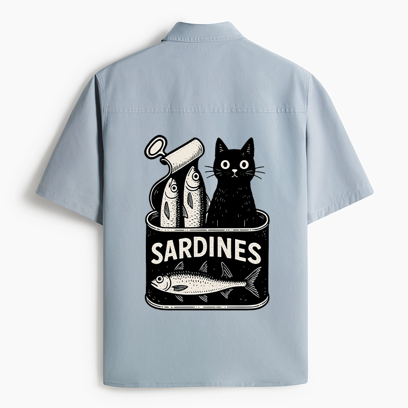 Tokyo-Tiger Cat And Canned Fish Work Shirt