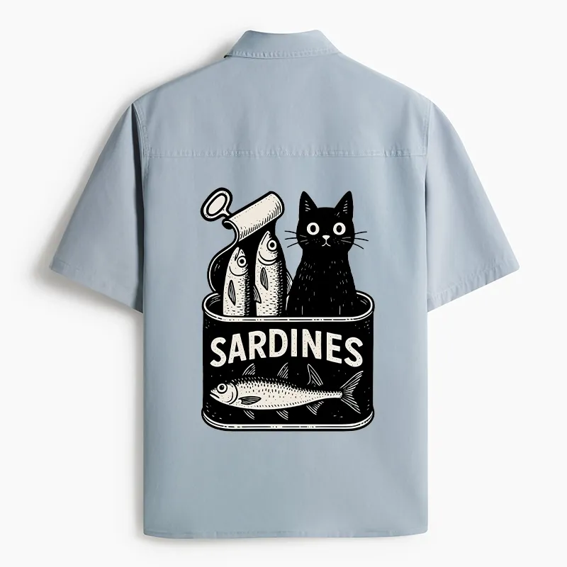 Tokyo-Tiger Cat And Canned Fish Work Shirt