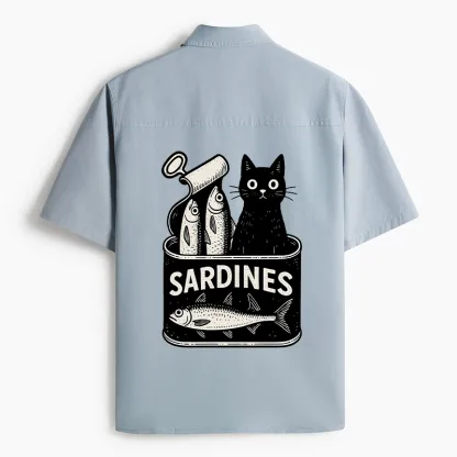 Tokyo-Tiger Cat And Canned Fish Work Shirt