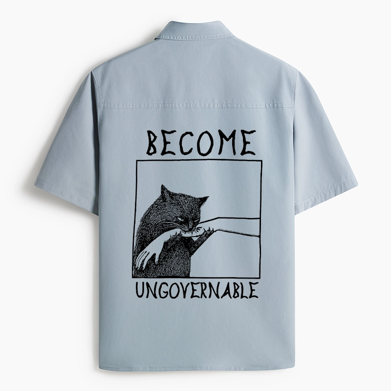 Tokyo-Tiger Cat Biting Arm Work Shirt