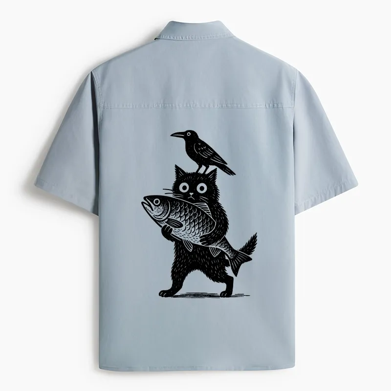 Tokyo-Tiger Black Animals Funny Work Shirt