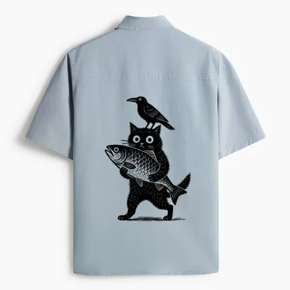 Tokyo-Tiger Black Animals Funny Work Shirt