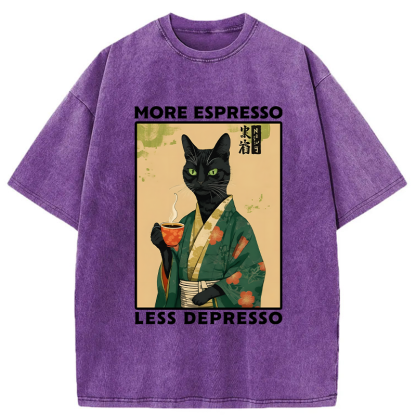 Tokyo-Tiger More Caffeine Less Sadness Washed T-Shirt