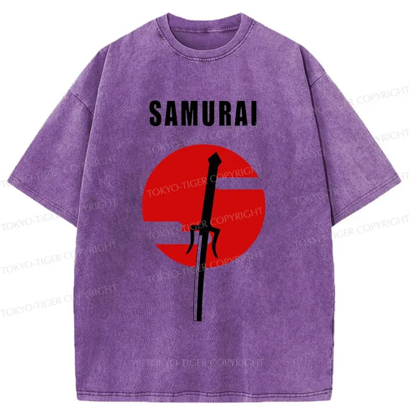 Tokyo-Tiger Samurai Sword Washed T-Shirt