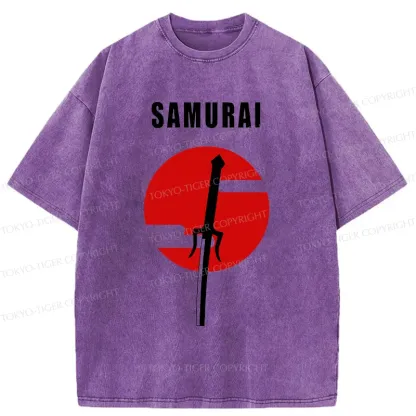 Tokyo-Tiger Samurai Sword Washed T-Shirt