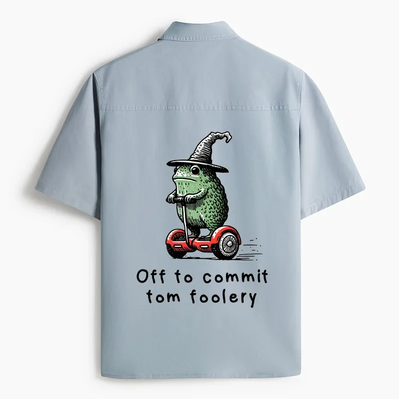 Tokyo-Tiger Frog Riding A Balance Scooter Work Shirt