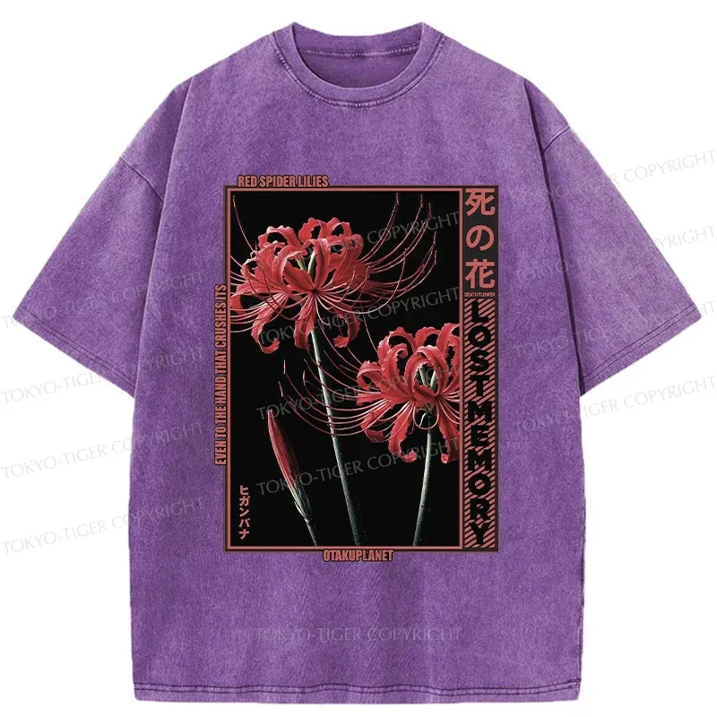 Tokyo-Tiger Red Spider Lily Washed T-Shirt