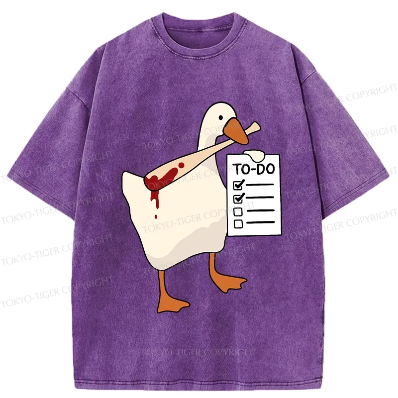 Tokyo-Tiger Task Slayer Goose Funny Washed T-Shirt
