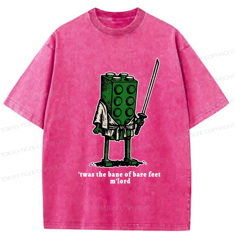 Tokyo-Tiger Funny Building Blocks Samurai Washed T-Shirt