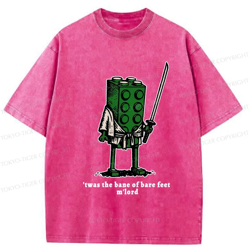 Tokyo-Tiger Funny Building Blocks Samurai Washed T-Shirt