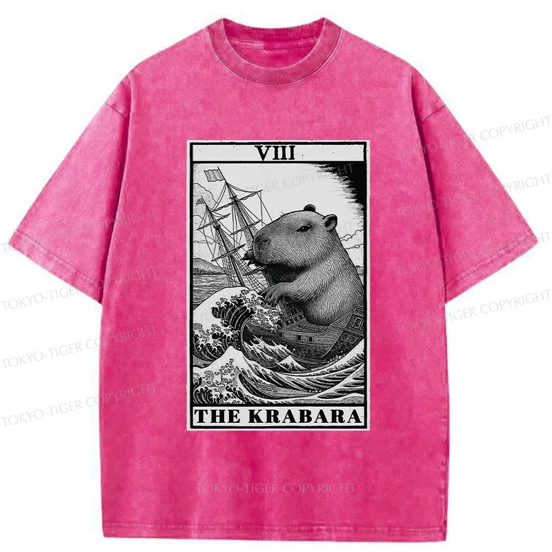 Tokyo-Tiger Capybara Destroyers In The Waves Washed T-Shirt