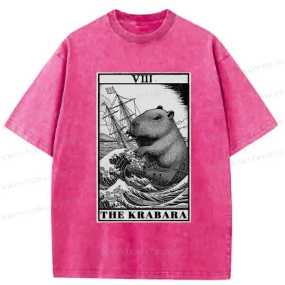 Tokyo-Tiger Capybara Destroyers In The Waves Washed T-Shirt