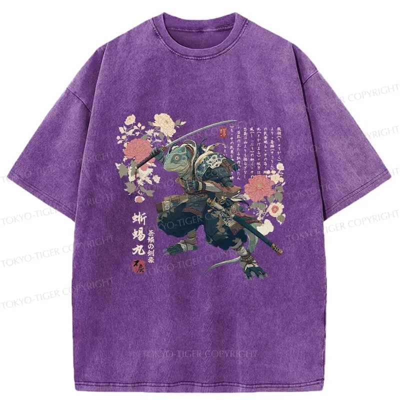 Tokyo-Tiger Lizard Samurai Washed T-Shirt