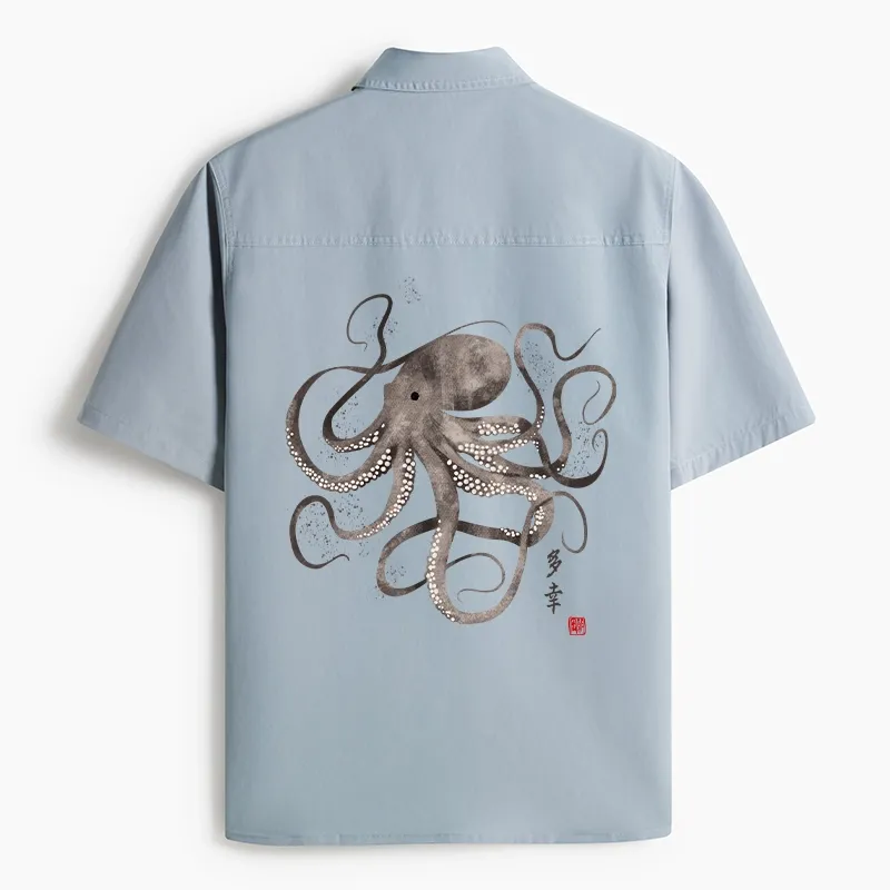 Tokyo-Tiger Octopus Japanese Calligraphy Work Shirt