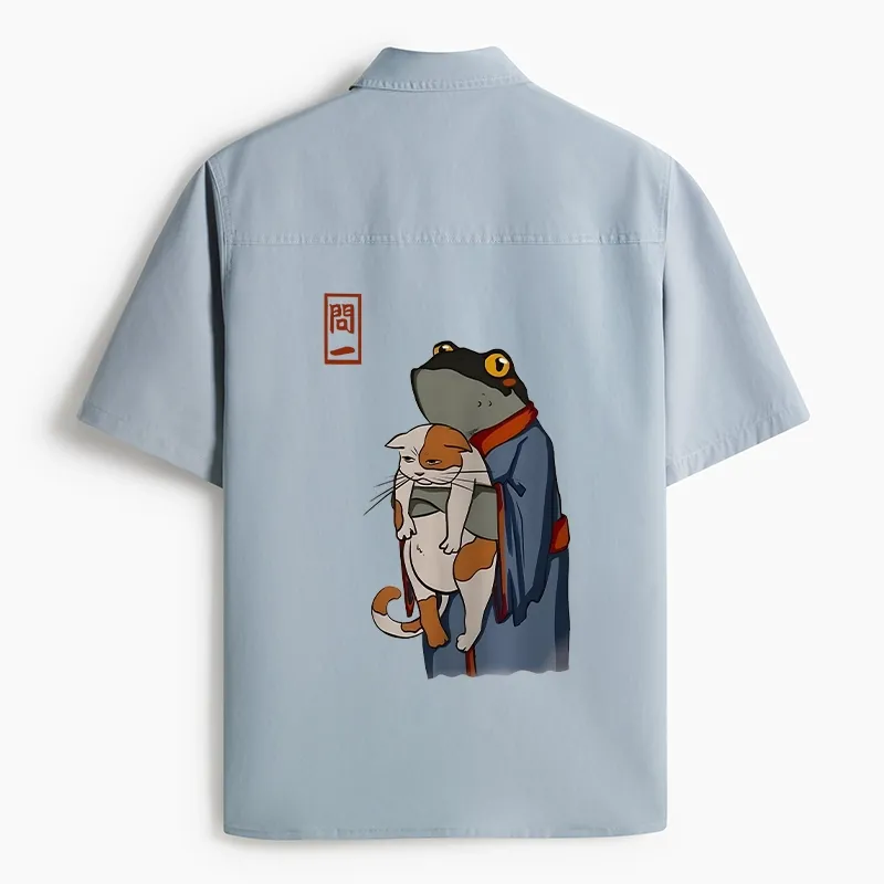 Tokyo-Tiger The Frog Holds The Cat Work Shirt