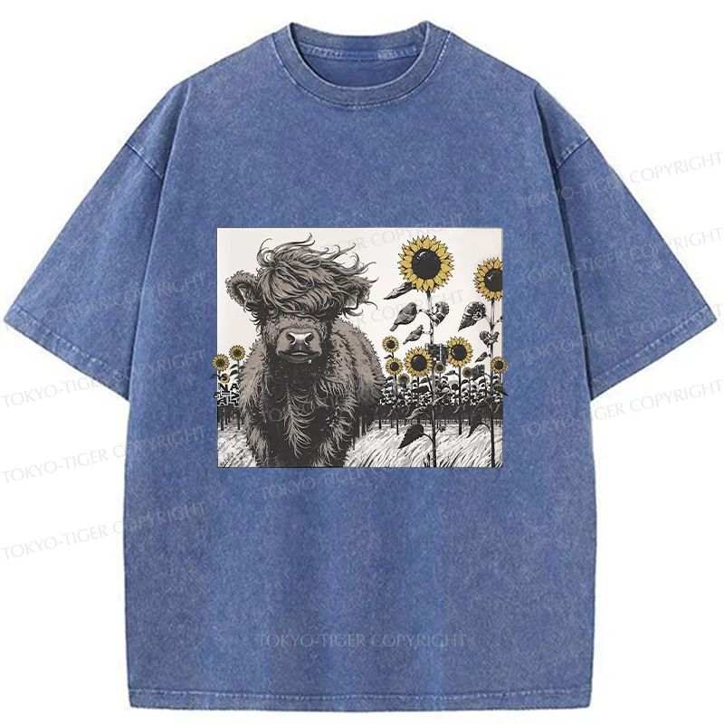 Tokyo-Tiger Cow In The Wind Washed T-Shirt