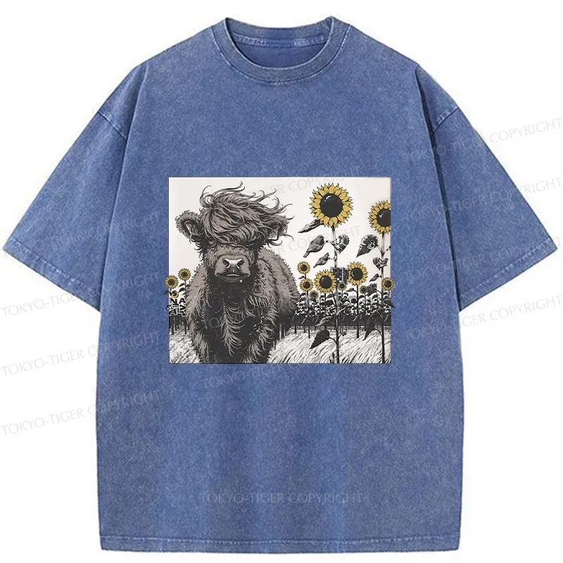 Tokyo-Tiger Cow In The Wind Washed T-Shirt