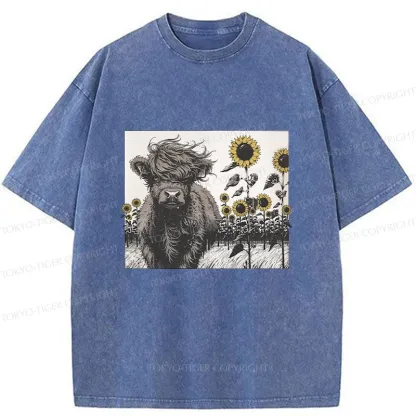 Tokyo-Tiger Cow In The Wind Washed T-Shirt