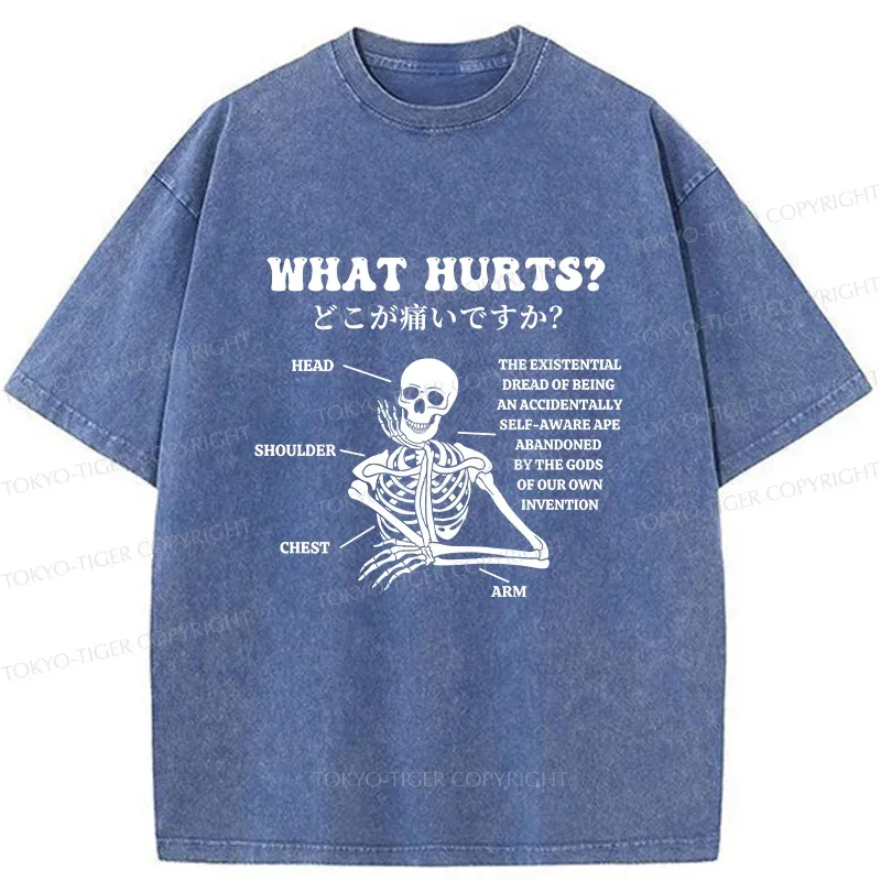 Tokyo-Tiger A Skeleton In Pain Washed T-Shirt