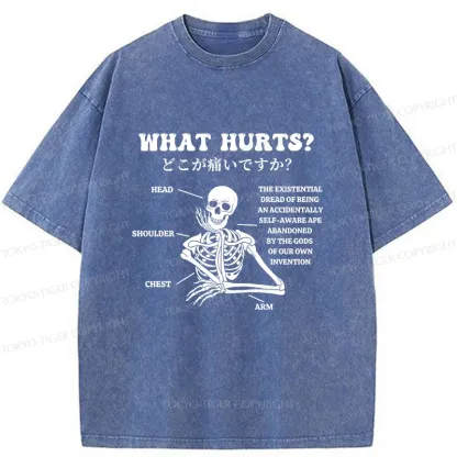 Tokyo-Tiger A Skeleton In Pain Washed T-Shirt
