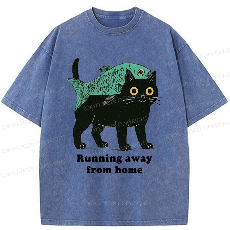 Tokyo-Tiger Runaway Cat Washed T-Shirt