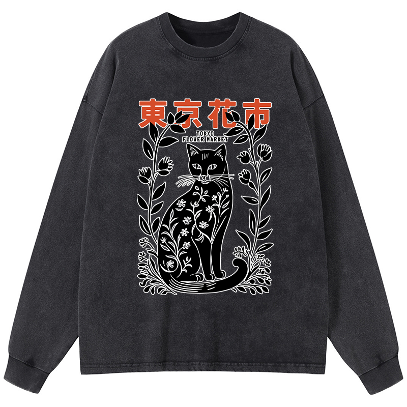 Tokyo-Tiger Tokyo Flower Market Washed Long Sleeve T-Shirt