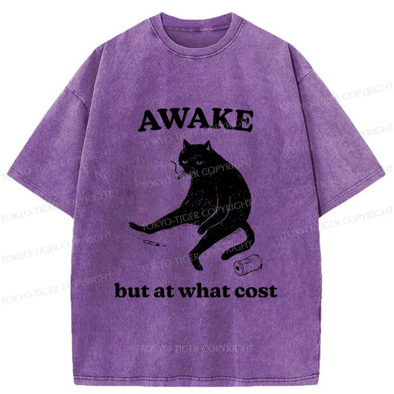 Tokyo-Tiger Decadent Smoking Cat Washed T-Shirt