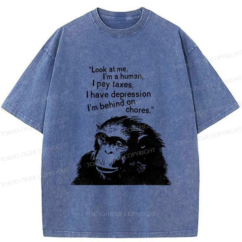 Tokyo-Tiger Stressed Monkey Washed T-Shirt