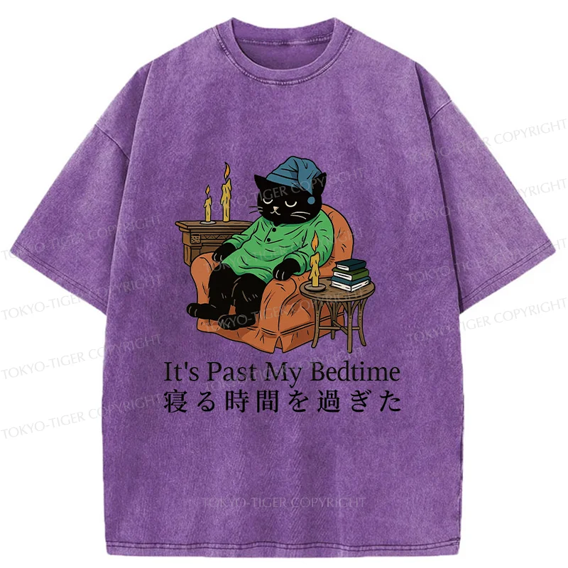 Tokyo-Tiger Cat That Goes To Bed Early Washed T-Shirt